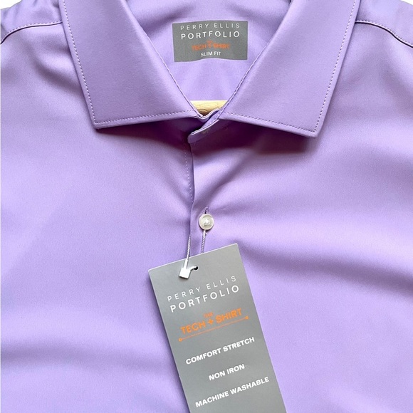 NWT Perry Ellis Slim Fit Non-Iron Tech Dress Shirt - Picture 3 of 6